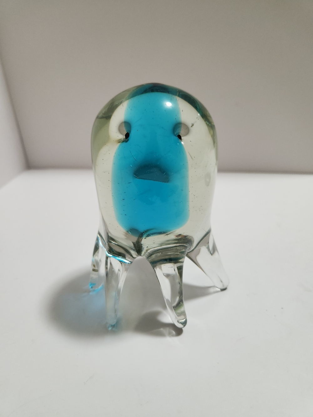 Handblown Glass Octopus Paperweight - Aqua Center